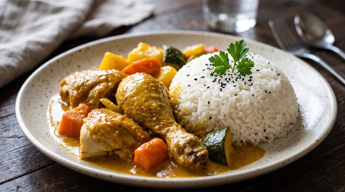 Poulet au curry et riz